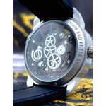 BVG AUTOMÁTICO PRATA PULSEIRA PRETA LINHA BANHADA