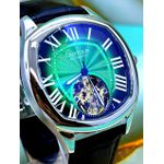 CARTIER AUTOMÁTICO LINHA PREMIUM FUNDO VERDE PULSEIRA COURO PRETA