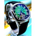 CARTIER AUTOMÁTICO LINHA PREMIUM FUNDO VERDE PULSEIRA COURO PRETA