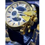 DIESEL 10 BAR DOURADO PULSEIRA PRETA LINHA BANHADA