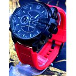 DIESEL 10 BAR PRETO COM PULSEIRA VERMELHA LINHA BANHADA