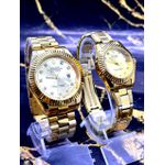 KIT CASAL ROLEX OYSTER DATE TODO DOURADO