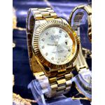 KIT CASAL ROLEX OYSTER DATE TODO DOURADO