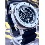 RELÓGIO PANE PRATA PULSEIRA PRETA CATRACA BRANCA