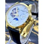 PTK PHILIPPE GENEVE CAIXARIA DOURADO FUNDO BRANCO PULSEIRA PRETA LINHA PREMIUM