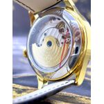 PTK PHILIPPE GENEVE CAIXARIA DOURADO FUNDO BRANCO PULSEIRA PRETA LINHA PREMIUM