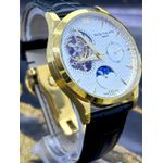 PTK PHILIPPE GENEVE CAIXARIA DOURADO FUNDO BRANCO PULSEIRA PRETA LINHA PREMIUM