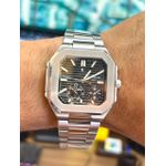 PTK PHILIPPE QUADRADO PRATA FUNDO PRETO LINHA BANHADA