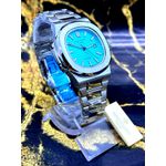 PATEK PHILIPPE GENEVE PRATA FUNDO VERDE ÁGUA