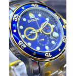 PRO DIVER MISTO PRATA DETALHES DOURADO COM FUNDO AZUL FUNCIONAL LINHA BANHADA