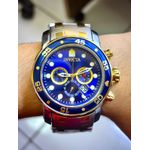 PRO DIVER MISTO PRATA DETALHES DOURADO COM FUNDO AZUL FUNCIONAL LINHA BANHADA