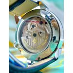 PTK PHILIPPE GENEVE LINHA PREMIUM AUTOMÁTICO PULSEIRA COURO AZUL FUNDO AZUL CLARO