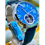 PTK PHILIPPE GENEVE LINHA PREMIUM AUTOMÁTICO PULSEIRA COURO AZUL FUNDO AZUL CLARO