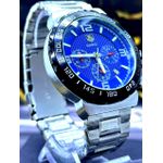 TAG HEUER QUARTZ PRATA COM AZUL LINHA BANHADA FUNCIONAL
