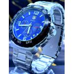 TAG HEUER QUARTZ PRATA COM AZUL LINHA BANHADA FUNCIONAL