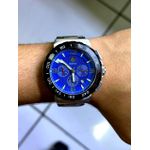 TAG HEUER QUARTZ PRATA COM AZUL LINHA BANHADA FUNCIONAL