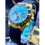 RLX DAYTONA PULSEIRA EMBORRACHADA PRETA COM FUNDO AZUL BEBÊ PREMIUM