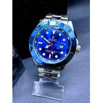 RLX OYSTER DATE PRATA FUNDO AZUL DETALHES AZUL