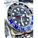 RLX GMT PRATA DETALHES EM PRETO E AZUL AUTOMÁTICO LINHA PREMIUM