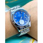 RLX DATE JUST PRATA COM FUNDO AZUL BEBÊ PREMIUM