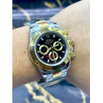 RLX DAYTONA MISTO PRATA COM DOURADO FUNDO PRETO PREMIUM