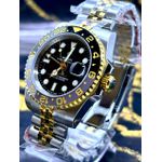  RLX OYSTER PERPETUAL DATE MISTO COM FUNDO PRETO DETALHES CINZA PREMIUM