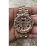 ROLEX FEMININO ROSÊ COM STRASS CRAVEJADO PREMIUM