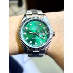 RLX DAY DATE PRATA COM FUNDO VERDE PREMIUM