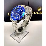 ROLEX PRATA FUNDO AZUL BATERIA + 2 BRINDES