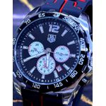 TAG HEUER SENNA LINHA BANHADA PULSEIRA PRETA DETALHES VERMELHO