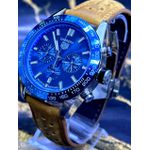 TAG HEUER CARRERA FUNDO AZUL PULSEIRA CAMURÇA MARROM