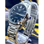 TAG CARRERA AUTOMÁTICO CALIBRE 5 TODO EM AÇO PRATA FUNDO PRETO LINHA PRMEIUM