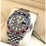 ROLEX PRATA FUNDO PRETO DETALHES VERMELHO E AZUL AUTOMÁTICO PREMIUM