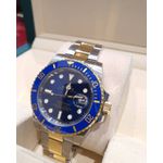 ROLEX AUTOMÁTICO PRATA FUNDO AZUL DETALHES DOURADO 