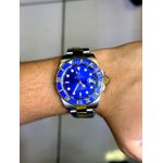 RLX AUTOMÁTICO PRATA FUNDO AZUL DETALHES DOURADO 