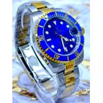 RLX AUTOMÁTICO PRATA FUNDO AZUL DETALHES DOURADO 