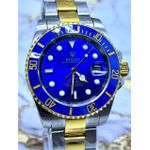 RLX AUTOMÁTICO PRATA FUNDO AZUL DETALHES DOURADO 