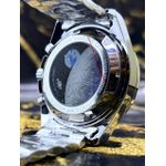 ÔMEGA SPEEDMASTER TODO PRATA FUNDO PRETO LINHA BANHADA