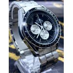ÔMEGA SPEEDMASTER TODO PRATA FUNDO PRETO LINHA BANHADA