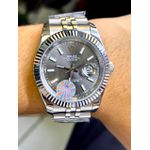RLX PRATA FUNDO CINZA CHUMBO OYSTER PERPETUAL DATE JUST LINHA PREMIUM