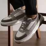 Malibu 30701 Couro Floater Branco Selaria Cinza Camurça Grafite Sola Gelo Cinza