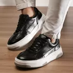 Malibu 30701 Couro Floater Comfort Preto Sola Gelo Cinza