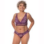 CALCINHA TRANSPARENTE TANGA TULE VINHO - ESTAMPADO