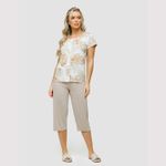 17.01.031 PJ BLUSA ABERTA FLORAL BEGE VICOLYCRA - ESTAMPADO