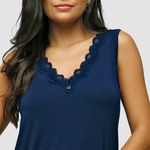 PIJAMA REGATA COM RENDA MALHA VISCOLYCRA - AZUL MARINHO
