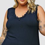 PIJAMA REGATA COM RENDA MALHA VISCOLYCRA - AZUL MARINHO