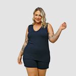 PIJAMA REGATA COM RENDA MALHA VISCOLYCRA - AZUL MARINHO