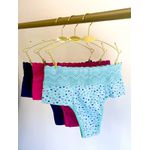 KIT CALCINHA MICROFIBRA CÓS EM RENDA - COM 03 PEÇAS - MARINHO/CORACAO/PINK
