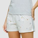 PIJAMA BLUSA COM SILK SHORT ESTAMPADO ALGODÃO - CINZA