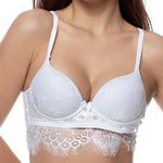 SUTIÃ CORPETE COM BOJO E ARO EM RENDA CHANTILLY - BRANCO